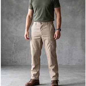 Propper Mens BDU Tactical Cargo Pants Khaki Tan Large Regular Button Fly Utility